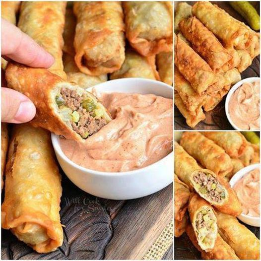 CHEESEBURGER EGG ROLLS (WITH DIPPING SAUCE)